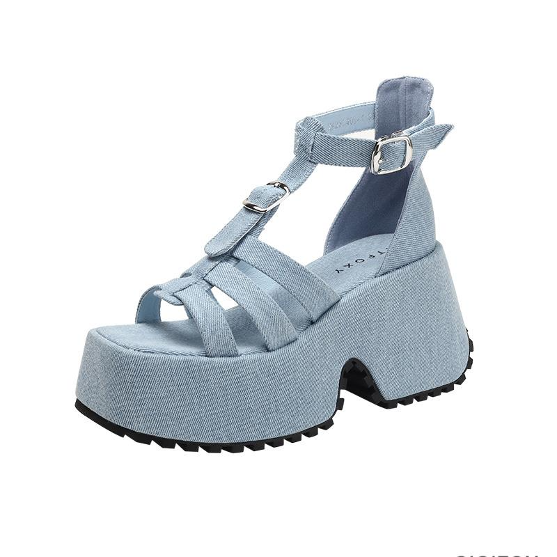 Chunky Platform Sandals - Light blue - Ladies