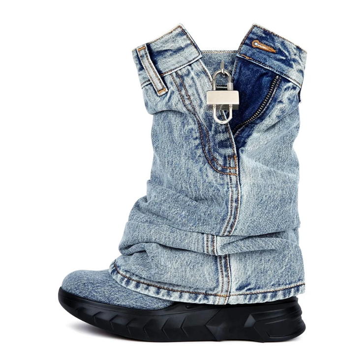 Cadence Locked Denim Boots