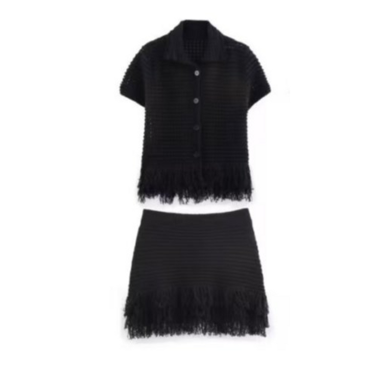 Tassel Muse Cardigan Skirt Sets