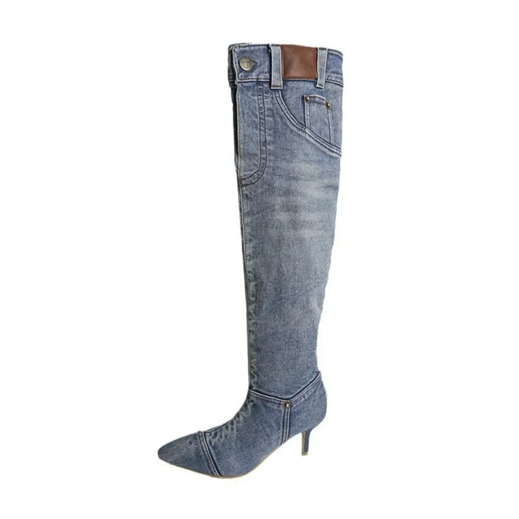 Timeless Twill Thigh High Boots