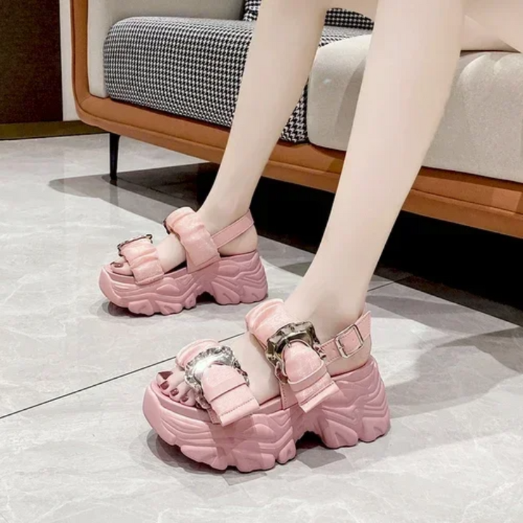 Maria Rhinestone Platform Sandals