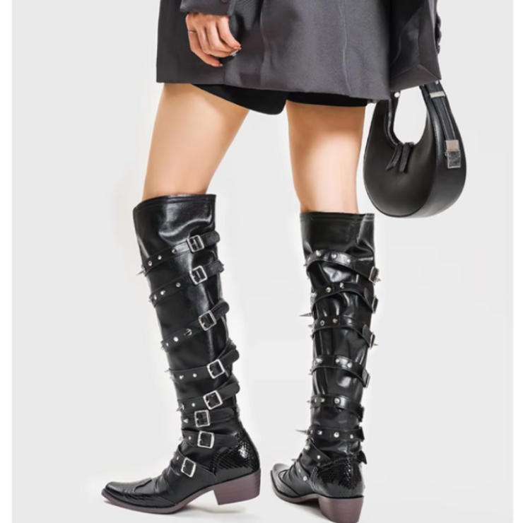 Vanguard Buckle Knee High Boots