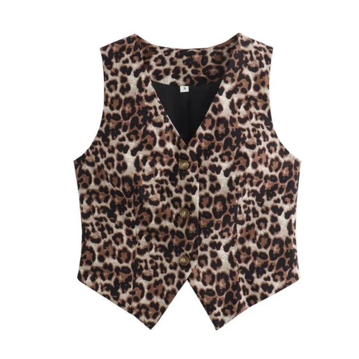 Leopard Lattice Crop Top