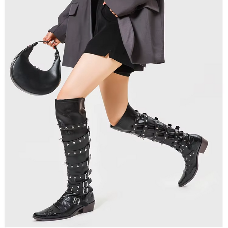 Vanguard Buckle Knee High Boots