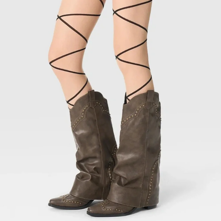 Rogue Rivet Rider Knee High Boots