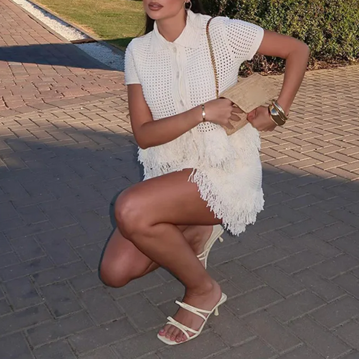 Tassel Muse Cardigan Skirt Sets