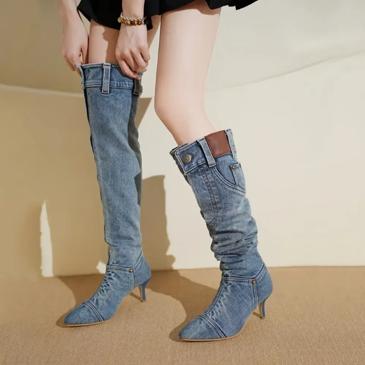 Timeless Twill Thigh High Boots