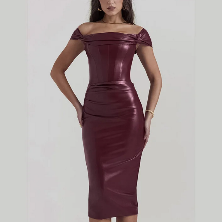 Rosy Sexy Leather Dress