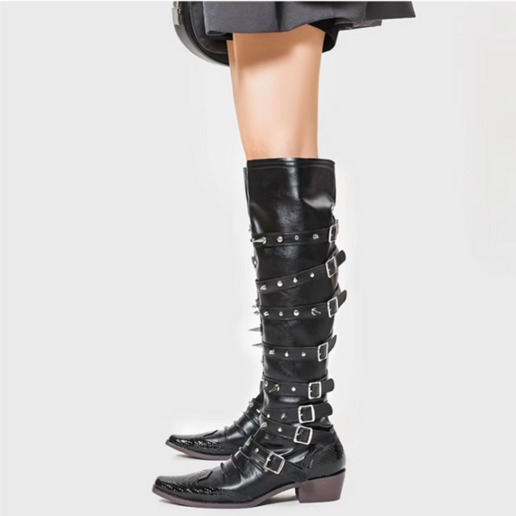 Vanguard Buckle Knee High Boots