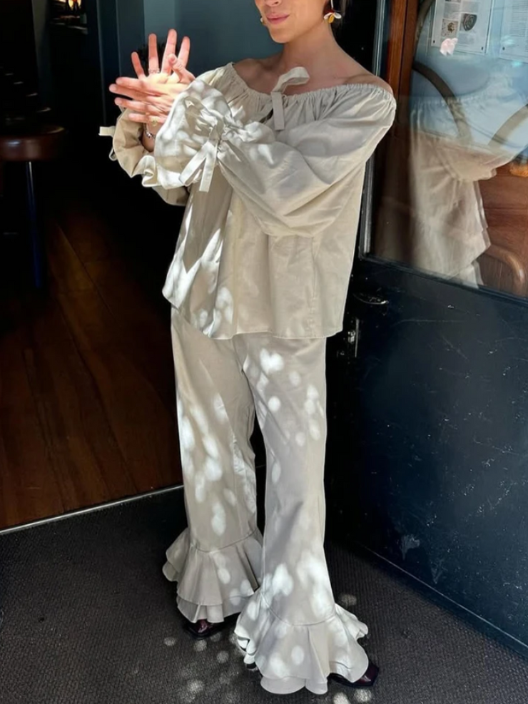 Ruffle Aura Off-Shoulder Set