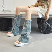 Trendy Trek Denim Platform Sandals