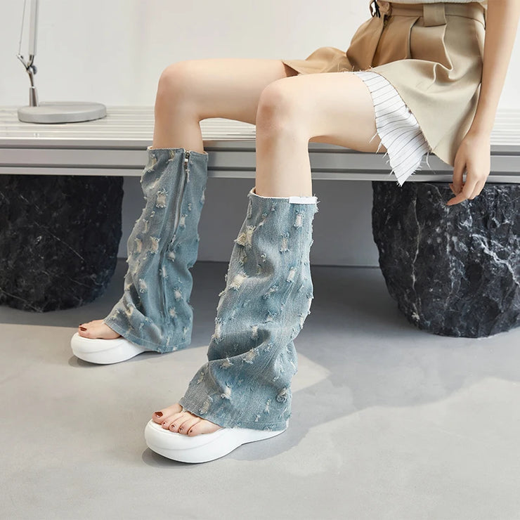 Sandales à plateforme en denim tendance Trek