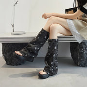 Trendy Trek Denim Platform Sandals