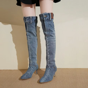 Timeless Twill Thigh High Boots