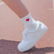 Cute Heart Socks - White