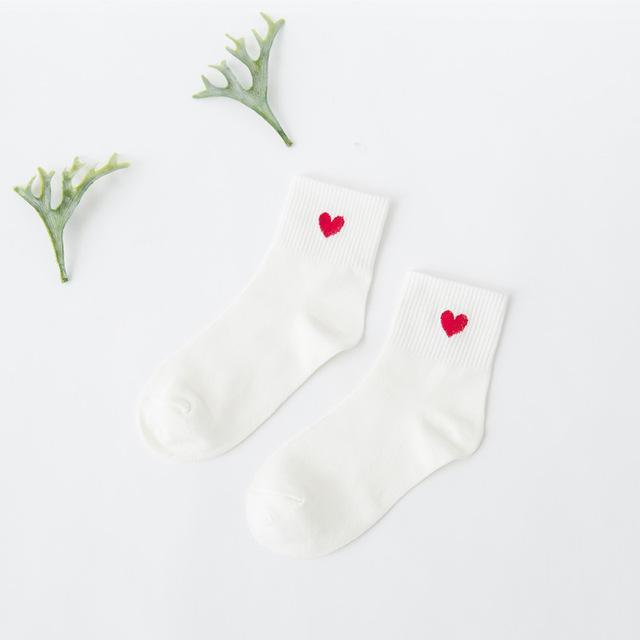 Cute Heart Socks - White
